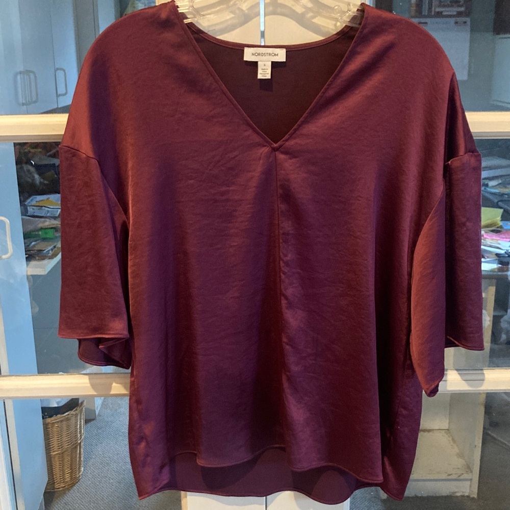 Nordstrom Deep Purple V-Neck Blouse